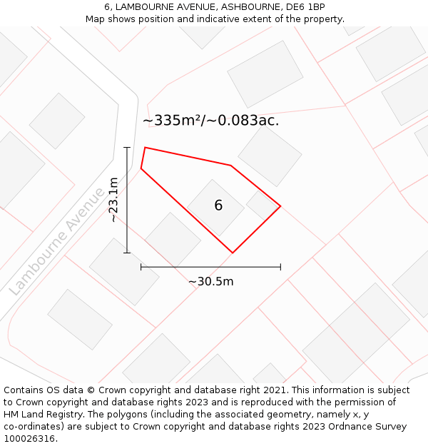 6, LAMBOURNE AVENUE, ASHBOURNE, DE6 1BP: Plot and title map