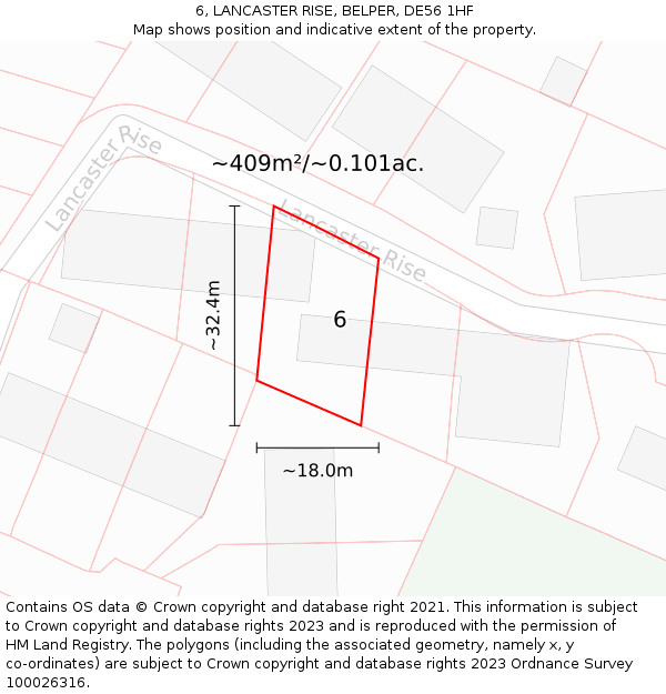 6, LANCASTER RISE, BELPER, DE56 1HF: Plot and title map