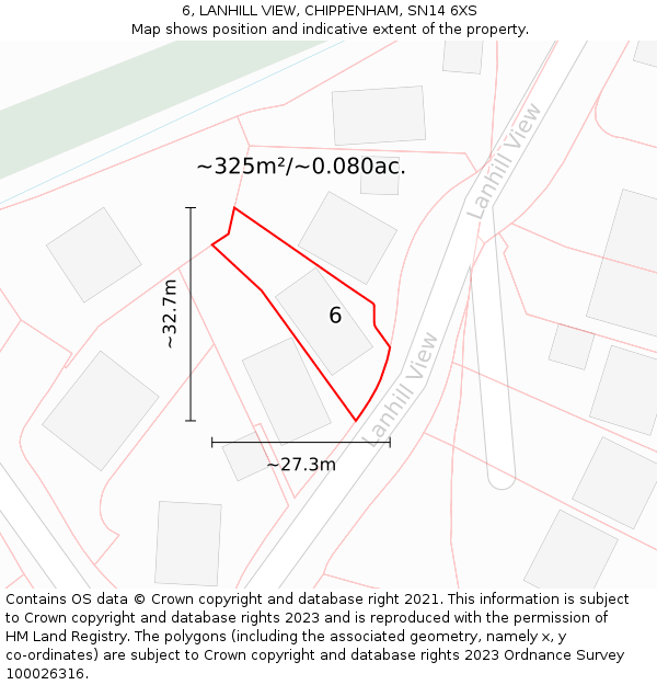 6, LANHILL VIEW, CHIPPENHAM, SN14 6XS: Plot and title map