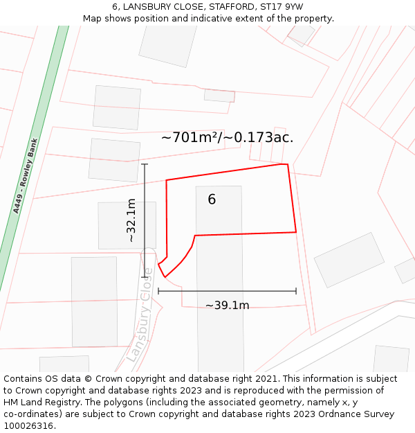6, LANSBURY CLOSE, STAFFORD, ST17 9YW: Plot and title map