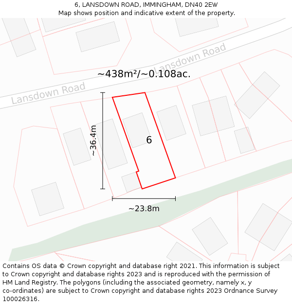 6, LANSDOWN ROAD, IMMINGHAM, DN40 2EW: Plot and title map