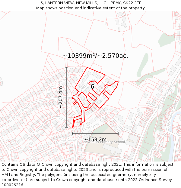 6, LANTERN VIEW, NEW MILLS, HIGH PEAK, SK22 3EE: Plot and title map