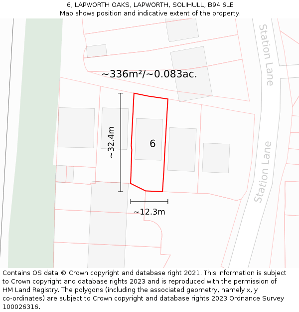 6, LAPWORTH OAKS, LAPWORTH, SOLIHULL, B94 6LE: Plot and title map