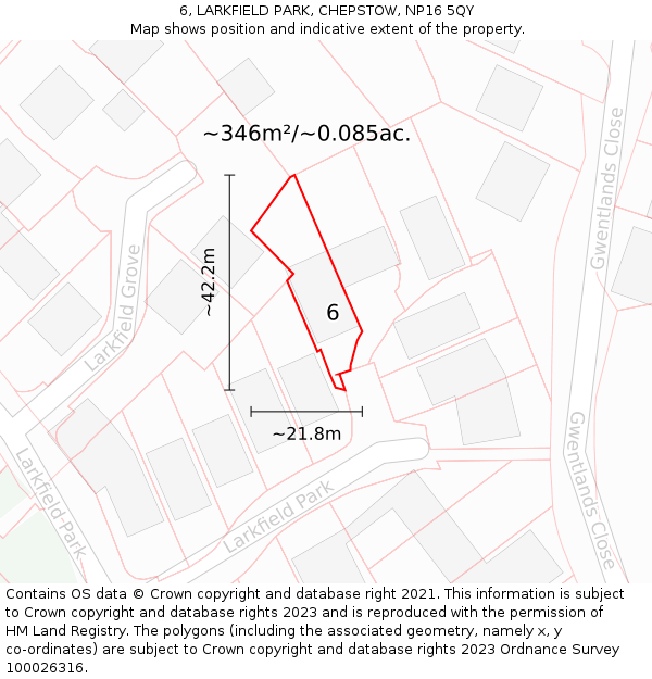 6, LARKFIELD PARK, CHEPSTOW, NP16 5QY: Plot and title map