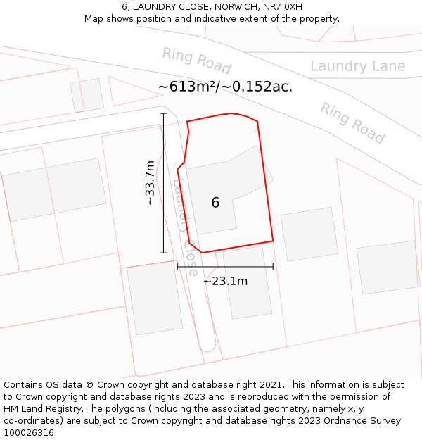 6, LAUNDRY CLOSE, NORWICH, NR7 0XH: Plot and title map