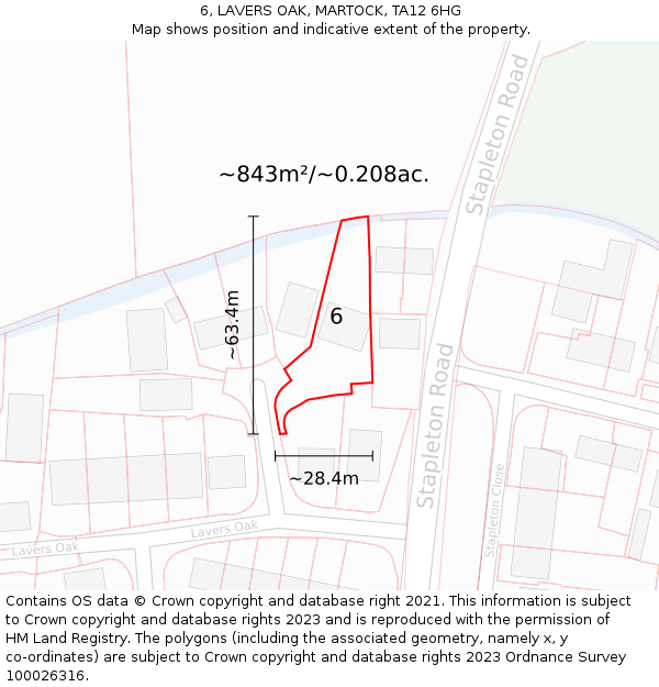 6, LAVERS OAK, MARTOCK, TA12 6HG: Plot and title map