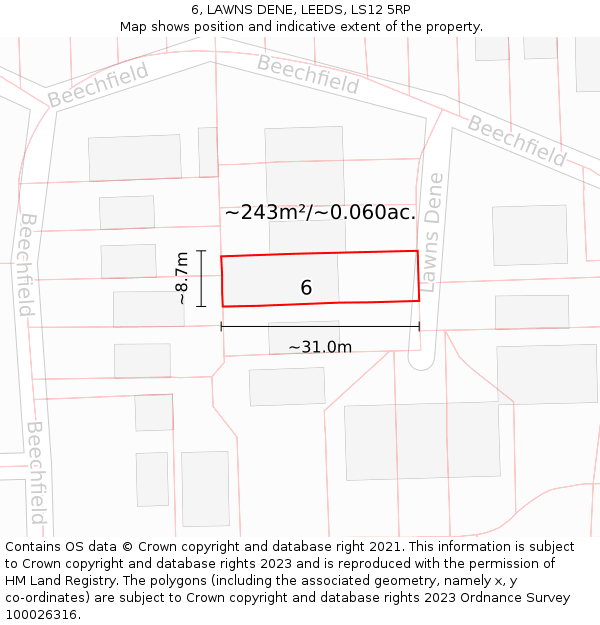 6, LAWNS DENE, LEEDS, LS12 5RP: Plot and title map