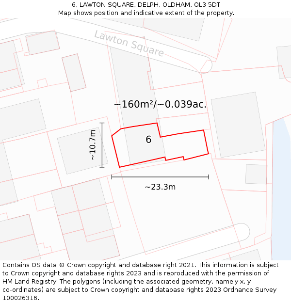 6, LAWTON SQUARE, DELPH, OLDHAM, OL3 5DT: Plot and title map