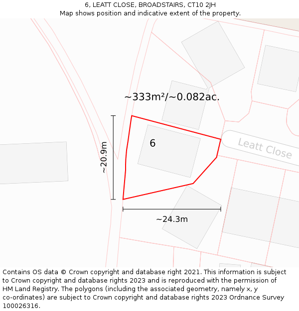 6, LEATT CLOSE, BROADSTAIRS, CT10 2JH: Plot and title map