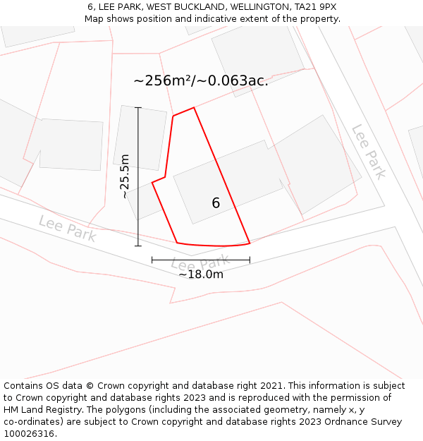 6, LEE PARK, WEST BUCKLAND, WELLINGTON, TA21 9PX: Plot and title map