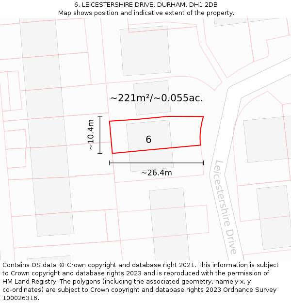 6, LEICESTERSHIRE DRIVE, DURHAM, DH1 2DB: Plot and title map