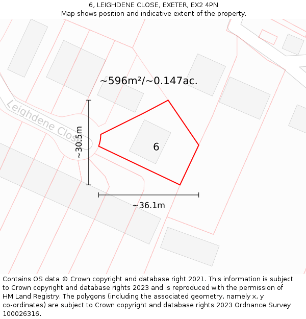 6, LEIGHDENE CLOSE, EXETER, EX2 4PN: Plot and title map