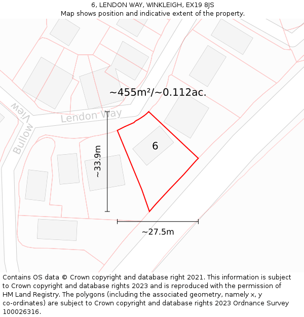 6, LENDON WAY, WINKLEIGH, EX19 8JS: Plot and title map