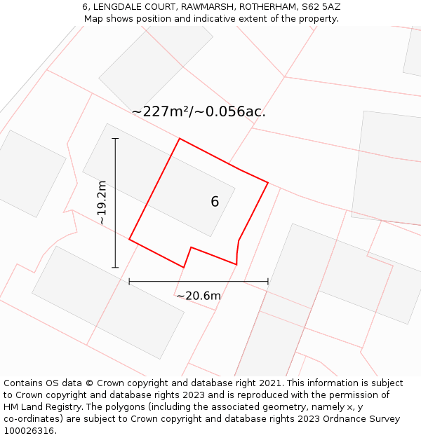 6, LENGDALE COURT, RAWMARSH, ROTHERHAM, S62 5AZ: Plot and title map