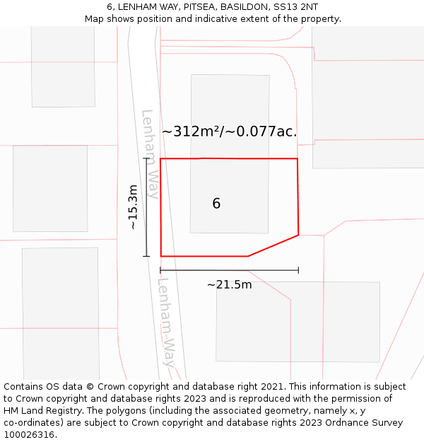 6, LENHAM WAY, PITSEA, BASILDON, SS13 2NT: Plot and title map