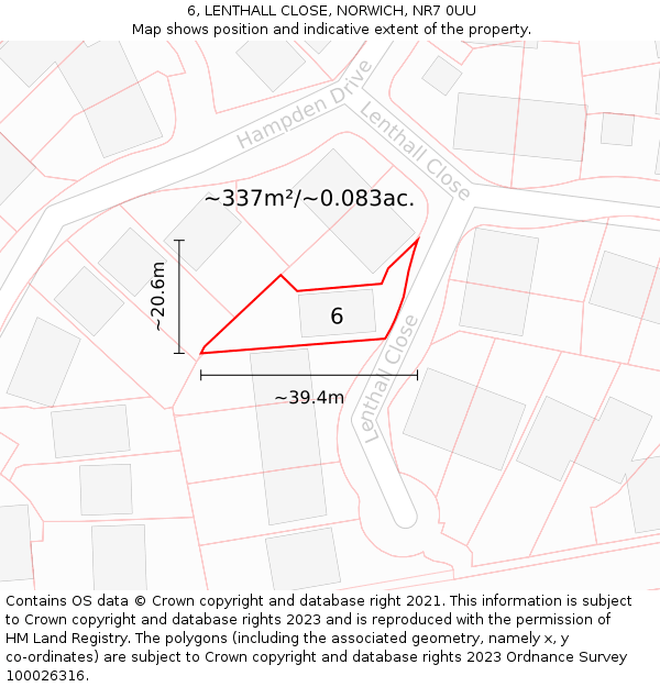 6, LENTHALL CLOSE, NORWICH, NR7 0UU: Plot and title map
