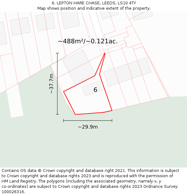 6, LEPTON HARE CHASE, LEEDS, LS10 4TY: Plot and title map
