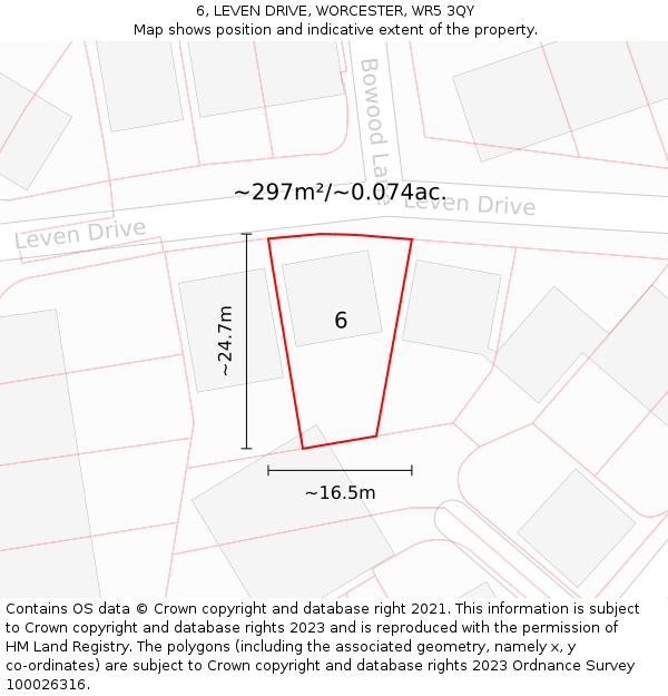 6, LEVEN DRIVE, WORCESTER, WR5 3QY: Plot and title map