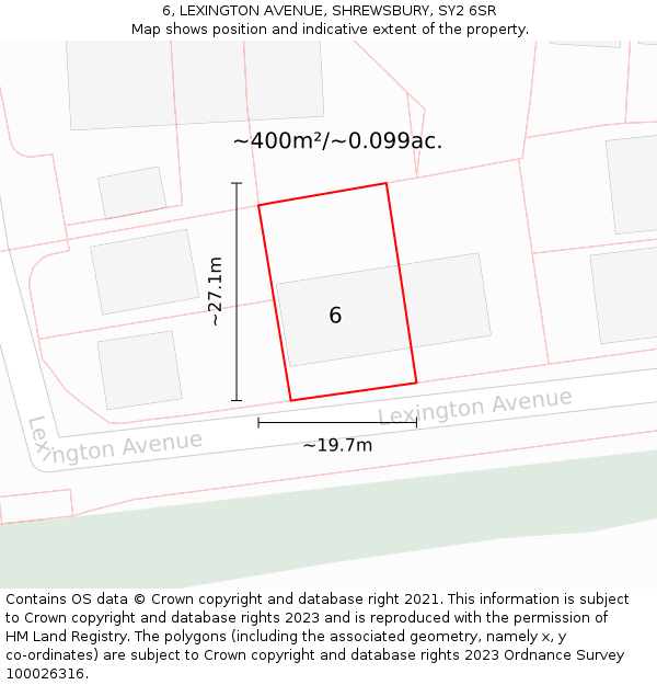 6, LEXINGTON AVENUE, SHREWSBURY, SY2 6SR: Plot and title map