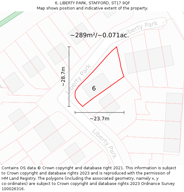 6, LIBERTY PARK, STAFFORD, ST17 9QF: Plot and title map