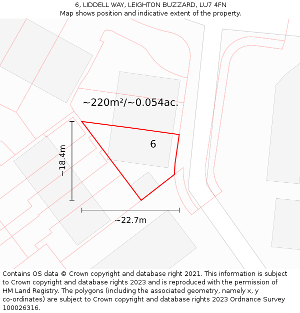 6, LIDDELL WAY, LEIGHTON BUZZARD, LU7 4FN: Plot and title map