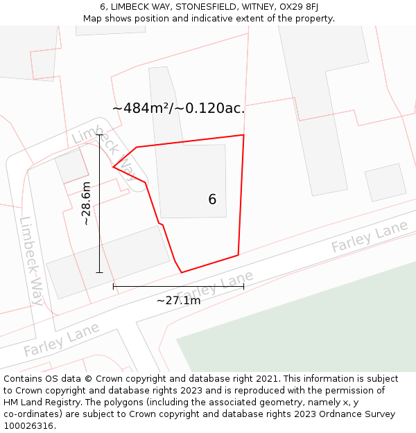 6, LIMBECK WAY, STONESFIELD, WITNEY, OX29 8FJ: Plot and title map