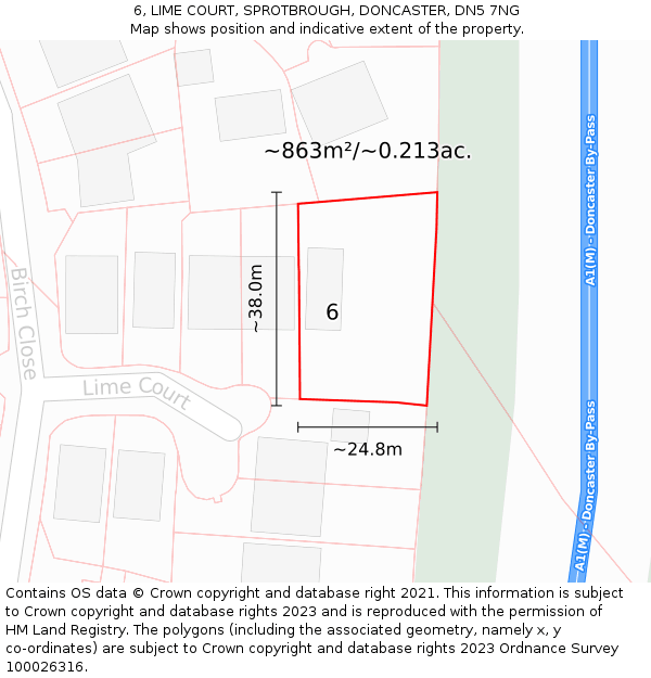 6, LIME COURT, SPROTBROUGH, DONCASTER, DN5 7NG: Plot and title map