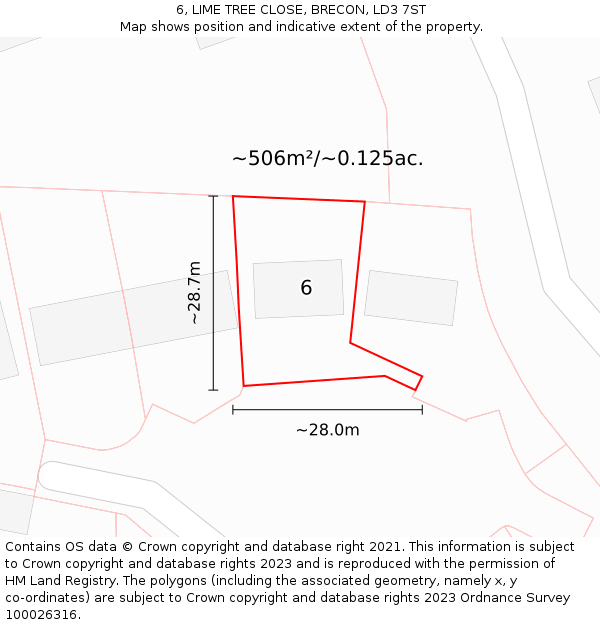 6, LIME TREE CLOSE, BRECON, LD3 7ST: Plot and title map