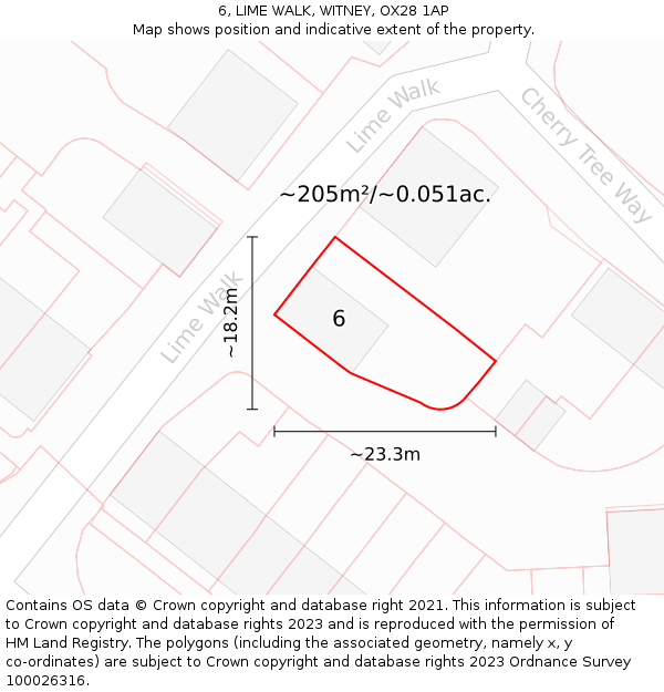 6, LIME WALK, WITNEY, OX28 1AP: Plot and title map