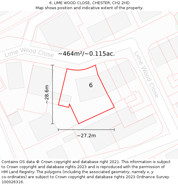 6, LIME WOOD CLOSE, CHESTER, CH2 2HD: Plot and title map