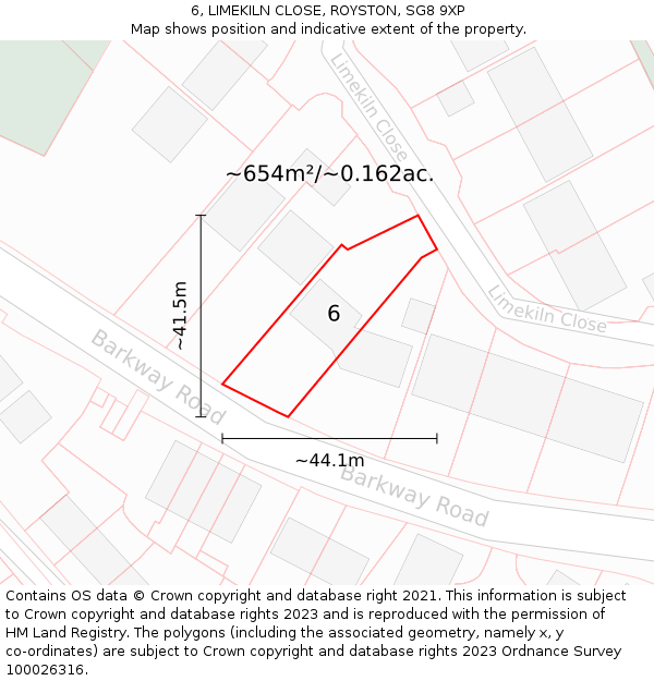 6, LIMEKILN CLOSE, ROYSTON, SG8 9XP: Plot and title map