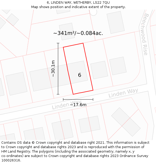 6, LINDEN WAY, WETHERBY, LS22 7QU: Plot and title map