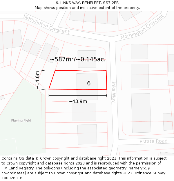 6, LINKS WAY, BENFLEET, SS7 2ER: Plot and title map