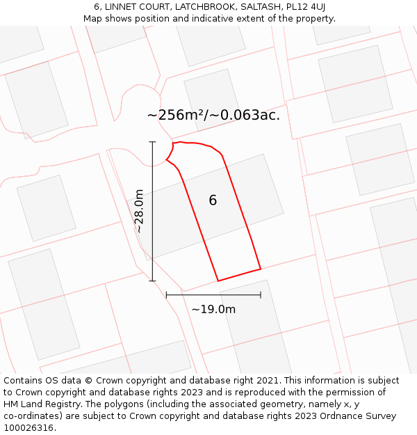 6, LINNET COURT, LATCHBROOK, SALTASH, PL12 4UJ: Plot and title map