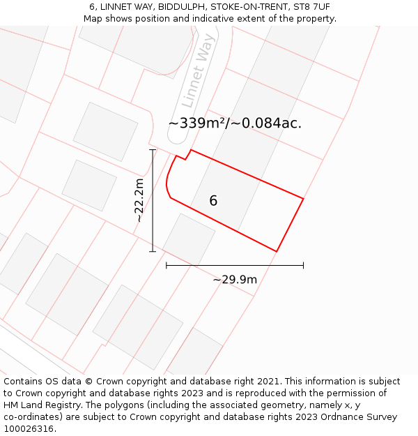 6, LINNET WAY, BIDDULPH, STOKE-ON-TRENT, ST8 7UF: Plot and title map