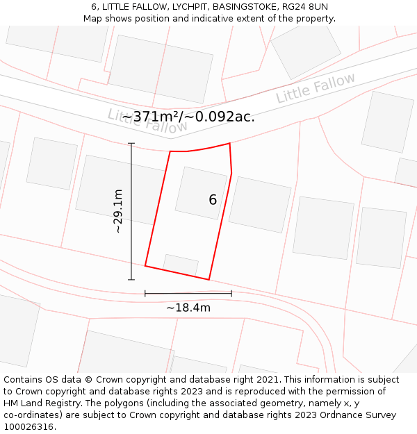 6, LITTLE FALLOW, LYCHPIT, BASINGSTOKE, RG24 8UN: Plot and title map