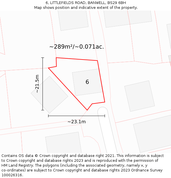 6, LITTLEFIELDS ROAD, BANWELL, BS29 6BH: Plot and title map