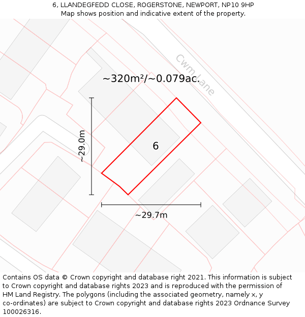 6, LLANDEGFEDD CLOSE, ROGERSTONE, NEWPORT, NP10 9HP: Plot and title map