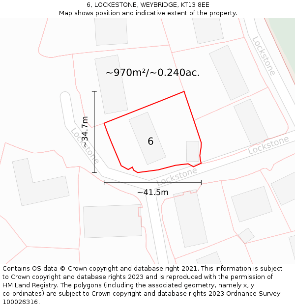 6, LOCKESTONE, WEYBRIDGE, KT13 8EE: Plot and title map