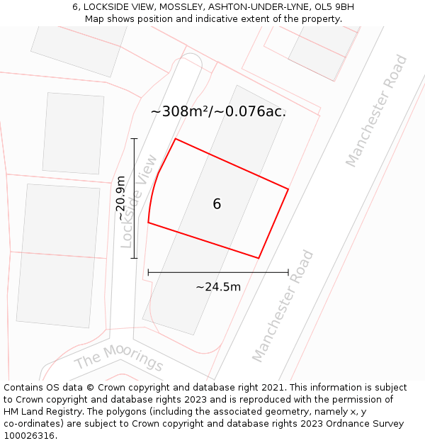 6, LOCKSIDE VIEW, MOSSLEY, ASHTON-UNDER-LYNE, OL5 9BH: Plot and title map