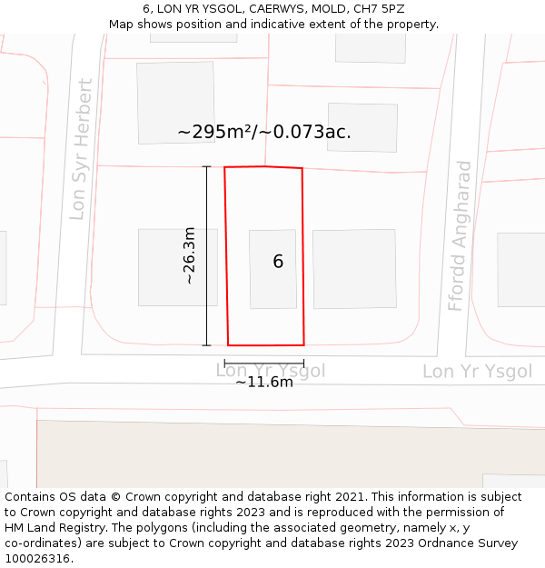 6, LON YR YSGOL, CAERWYS, MOLD, CH7 5PZ: Plot and title map
