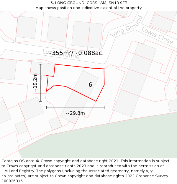 6, LONG GROUND, CORSHAM, SN13 9EB: Plot and title map