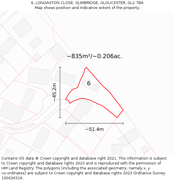 6, LONGASTON CLOSE, SLIMBRIDGE, GLOUCESTER, GL2 7BA: Plot and title map