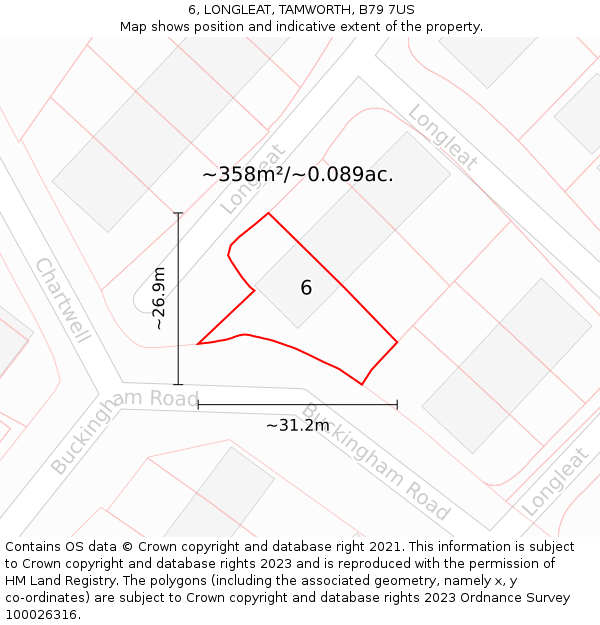 6, LONGLEAT, TAMWORTH, B79 7US: Plot and title map