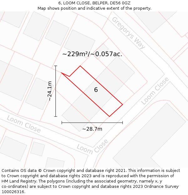 6, LOOM CLOSE, BELPER, DE56 0GZ: Plot and title map