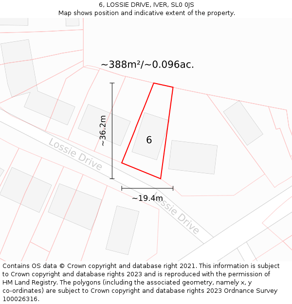 6, LOSSIE DRIVE, IVER, SL0 0JS: Plot and title map