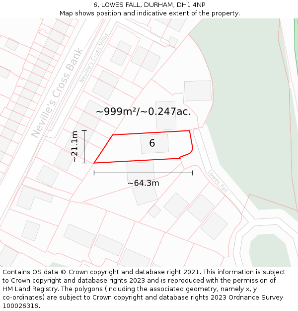 6, LOWES FALL, DURHAM, DH1 4NP: Plot and title map