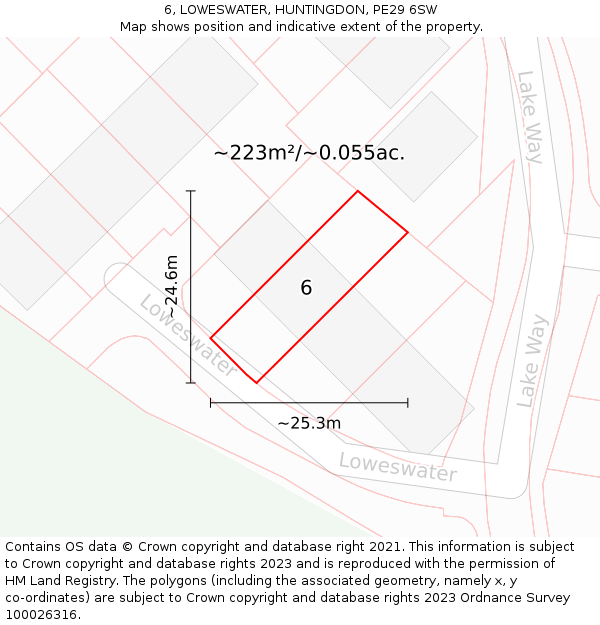 6, LOWESWATER, HUNTINGDON, PE29 6SW: Plot and title map