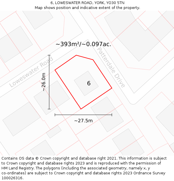 6, LOWESWATER ROAD, YORK, YO30 5TN: Plot and title map