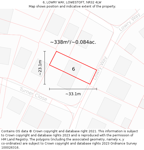 6, LOWRY WAY, LOWESTOFT, NR32 4LW: Plot and title map